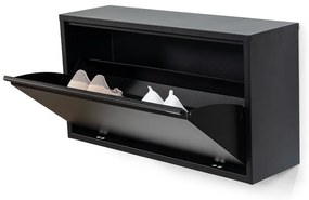 Fekete fém billenő ajtós-függő cipőtartó 75x41x22 cm Billy – Spinder Design