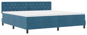 Boxspring Ágy Mattal &amp; LED Sötétkék 200x200 cm Bársony