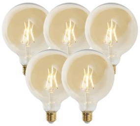 5 db-os készlet E27-es szabályozható LED izzók G125 arany 5W 450lm 2200K
