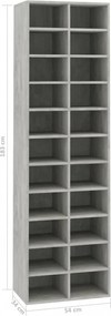 betonszürke szerelt fa cipősszekrény 54 x 34 x 183 cm