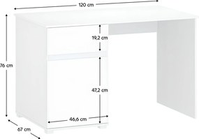 Számítógépasztal 1D1S/120, fehér fényes, LINDY