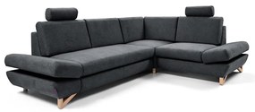 Kihúzható, jobbos L-alakú kárpitozott sarokkanapé tárolóval AVESTA, antracit