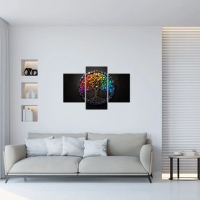 Kép – Fa színes szívekkel (90x60 cm)