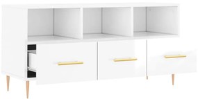fehér magasfényű szerelt fa TV-szekrény 102x36x50 cm
