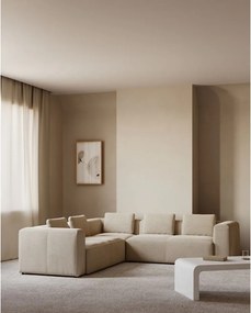 Bézs zsenília sarokkanapé Blok – Kave Home