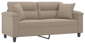 2 személyes tópszínű mikroszálas szövetkanapé párnákkal 140 cm
