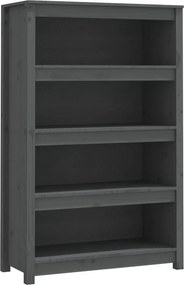 vidaXL szürke tömör fenyőfa könyvszekrény 80x35x126 cm