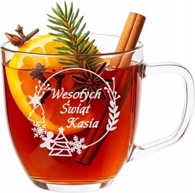 Üveg bögre gravírozással Ajándék ötlet karácsonyra Felirat 420ml Logo