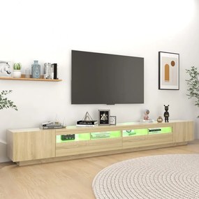 sonoma tölgy színű TV-szekrény LED-lámpákkal 300 x 35 x 40 cm