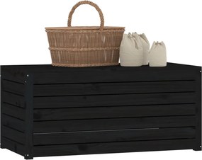 vidaXL fekete tömör fenyőfa kerti láda 101 x 50,5 x 46,5 cm