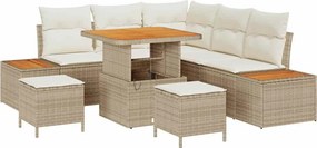 vidaXL Kerti Kanapé Szett párnával tárolóval 8 pcs Bézs Poli rattan