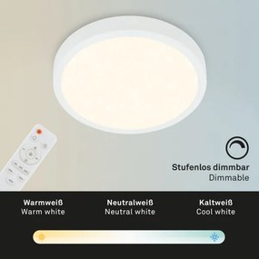 Briloner 3701-016 - LED Dimmelhető mennyezeti lámpa RUNA LED/18W/230V fehér + távirányító
