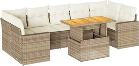 vidaXL 8 részes bézs polyrattan kerti ülőgarnitúra párnával