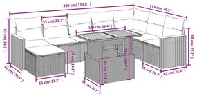 9-részes szürke polyrattan kerti ülőgarnitúra párnákkal