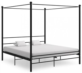 fekete fém baldachinos ágykeret 180 x 200 cm
