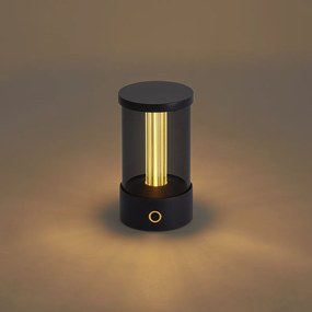 Kültéri asztali lámpa fekete, újratölthető, töltőállomással, IP65 - Grill