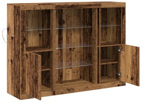Büféasztal LED világítással Régi fa 142.5x37x100 cm Mérnöki fa
