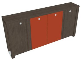 Verno+ közepes gardrób 260 x 46 x 130 cm, kombinált ajtó, antracit tölgy / narancs
