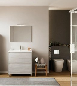 Lisbona 80cm-es 2 fiókos fürdőszobaszekrény szürke tölgy + mosdó