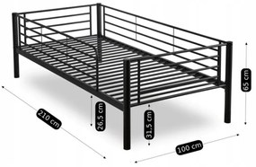 Emeletes Fém Ágykeret Fekete Színben. 90x200 cm RODEZ