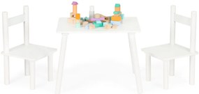 Fa gyerekasztal 2 székkel fehér