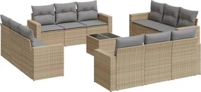 vidaXL 13 részes bézs polyrattan kerti ülőgarnitúra párnákkal