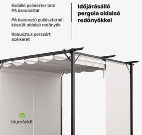Blumfeldt Pantheon Robust, pergola, 3 x 3 m, oldalsó redőnyökkel, időjárásálló porszórt acél