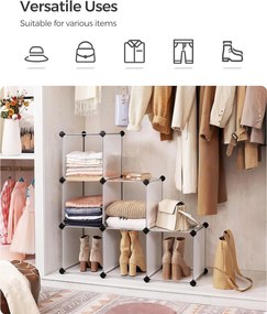 12 rekeszes műanyag, polcegység ruhákhoz, fehér