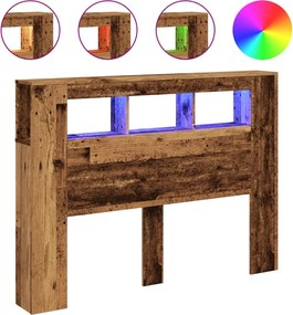 vidaXL antik fa színű szerelt fa LED-es fejtámla 140x18,5x103,5 cm