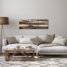 Prágai vár a félhomályban képe (órával) (90x30 cm)