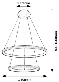 Rabalux 72259 - LED Csillár zsinóron GRETE LED/60W/230V 3000K