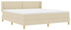Boxspring ágy matraccal krém szövetben, 180x200 cm