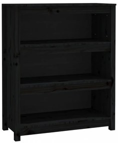 fekete tömör fenyőfa könyvszekrény 80x35x97 cm