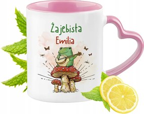 Emilia bögre Rózsaszín, szív alakú füllel Kávé ajándék