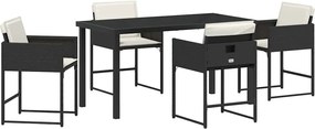 vidaXL Kert étkező szett 5 pcs Fekete polirattan
