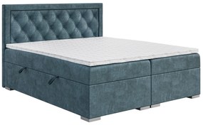 Franciaágy Boxspring 160 cm Maximilian  (farmerkék) (matraccal és tárolóhellyel). Akció -16%. 1043415