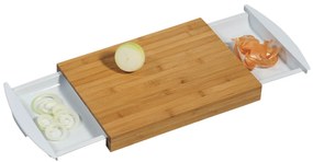 Kesper 58351 Bambusz vágódeszka tároló tállal,fehér, 41 x 25,5 x 4 cm