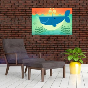 Kép - Vidám bálna a tengerben (90x60 cm)
