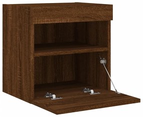 barna tölgyszínű fali TV-szekrény LED-del 40x30x40 cm