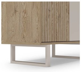 Szürke-natúr színű szekrény tölgyfa dekorral 90x120 cm Millay – Marckeric