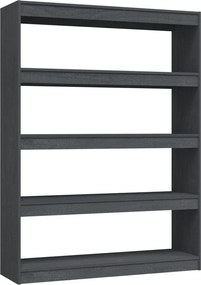 vidaXL szürke tömör fenyőfa könyvszekrény/térelválasztó 100 x 30 x 135,5 cm