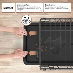 Leopet® Összecsukható kutyaketrec 121x74 x75,5 cm XXL fekete