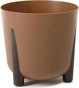 Virágtartó kaspó műanyag, natúr fa árnyalatú virágtartó 26xh25 cm