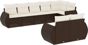 vidaXL 8 részes barna polyrattan kerti ülőgarnitúra párnákkal