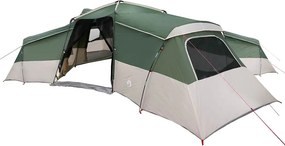 vidaXL Családi Sátor tetővel tárolóval Zöld 833 x 585 x 216 cm taft