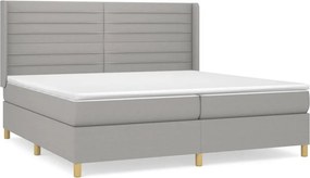 vidaXL világosszürke szövet rugós ágy matraccal 200 x 200 cm