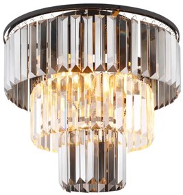 Globo 15695D Mennyezeti lámpa könnyű fém fekete matt, füstszínű üvegkristályok, átlátszó, ø: 400mm, M: 330mm, 3x E27 40W 230V izzók nélkül