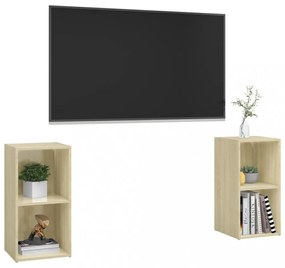 2 db sonoma tölgy színű szerelt fa TV-szekrény 72x35x36,5 cm