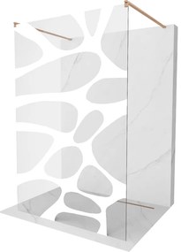 Mexen Kioto, Walk-In zuhany paraván 110 x 200 cm, 8 mm átlátszó üveg fehér mintás, réz matt profil, 800-110-002-65-97