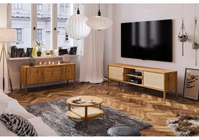 Tölgyfa TV-állvány 204x64 cm Pola - The Beds